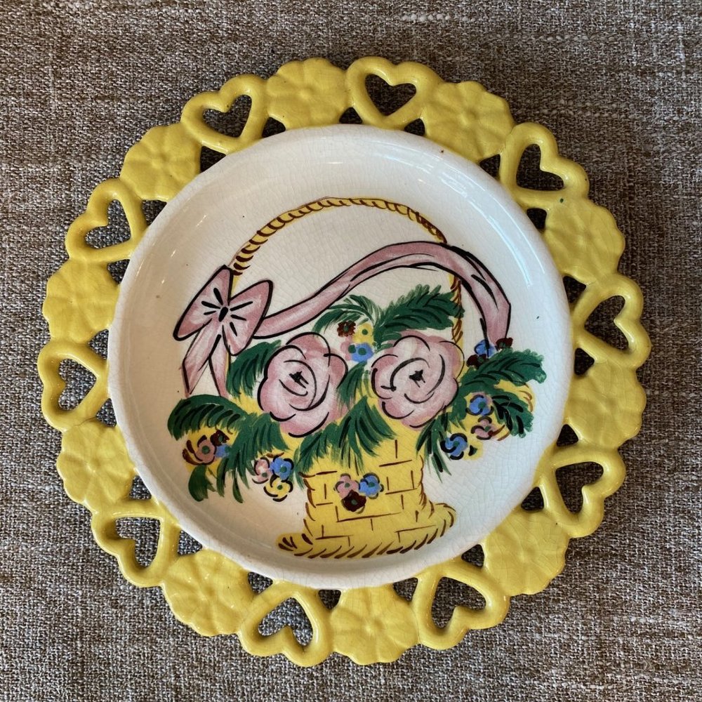 Hand painted plate, Basket of Roses